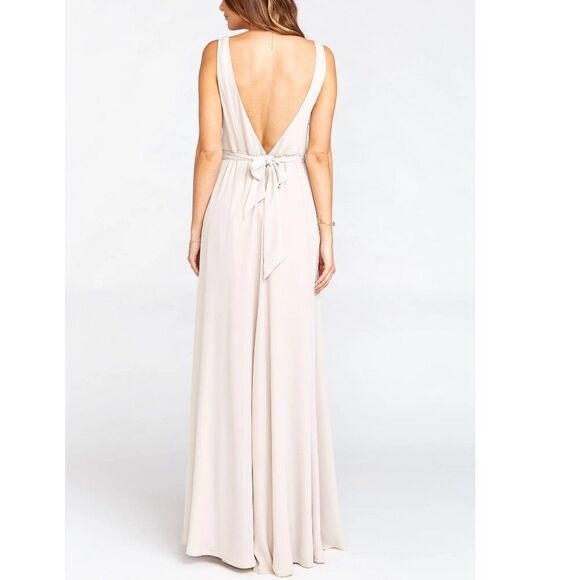 Show Me Your MuMu Jenn Maxi V Neck Bridesmaid Dress Show Me The Ring Crisp M - Picture 2 of 10